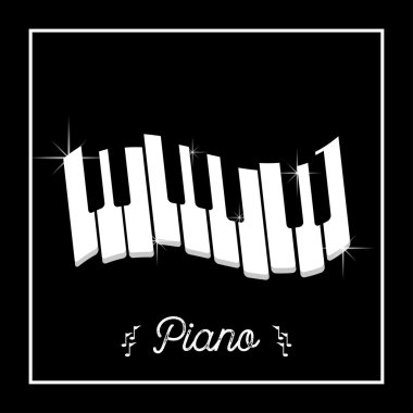 Siyah bir arka plan çerçevesinde piyano tuşları