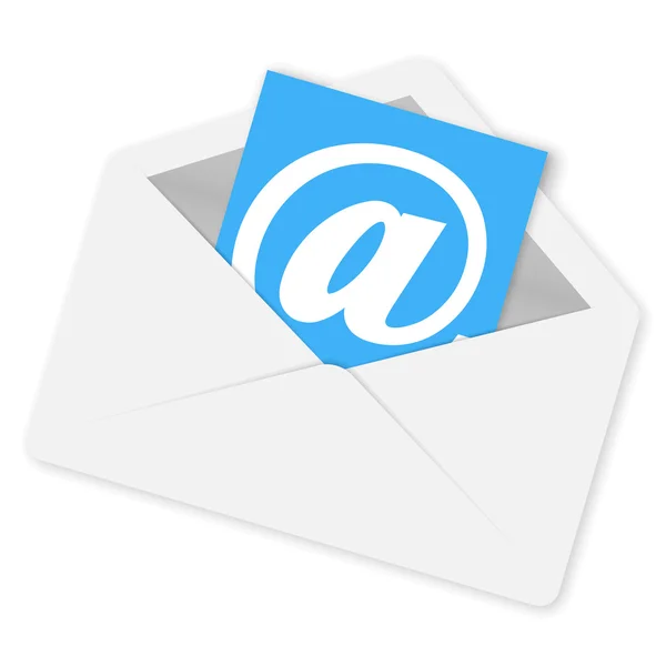 E-Mail-Konzeptumschlag mit Schatten auf weißem Hintergrund — Stockvektor