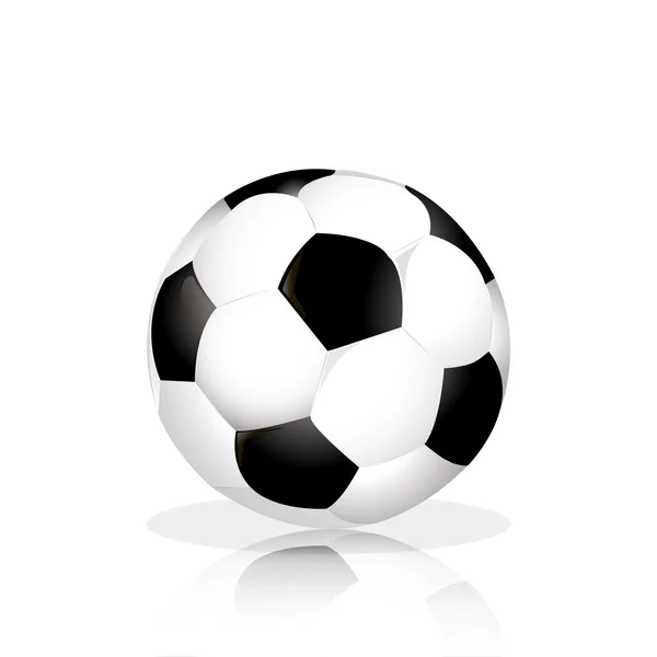 Yerdeki beyaz arka plan yansıması ile futbol topu — Stok Vektör