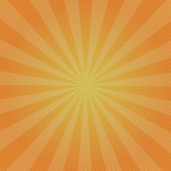 Orange rays retro background with halftones stylish — Stock Vector