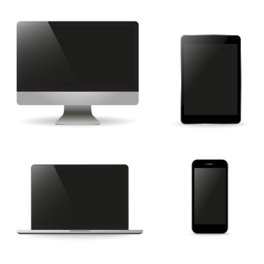 laptop tablet ve telefon vektör çizim gerçekçi monitörler ayarla