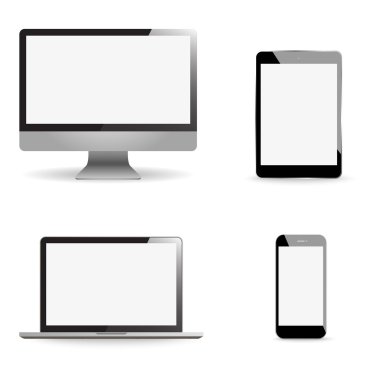 laptop tablet ve telefon vektör çizim gerçekçi monitörler ayarla