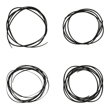 Daireler set siyah renkli düz stil karalamak