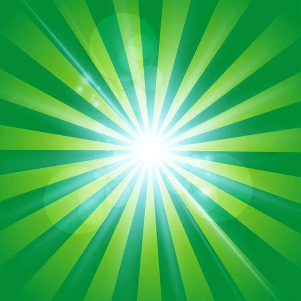 Le soleil rayonnement rétro fond vert vintage — Image vectorielle