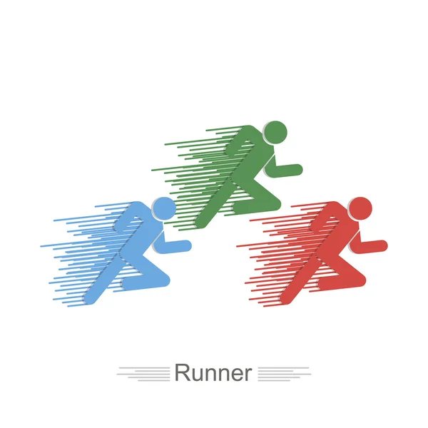 Farklı renk düz stil logo simge koşucu — Stok Vektör