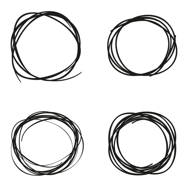 Scribble circles set black colored flat style — Stock Vector