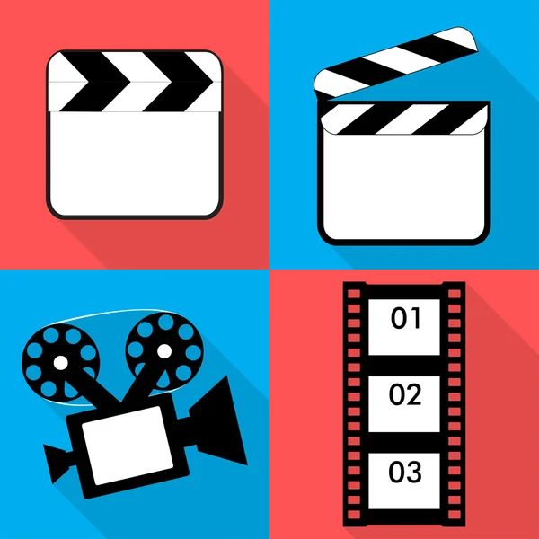 Conjunto de ícones sobre um tema em vetor de vídeo plano —  Vetores de Stock