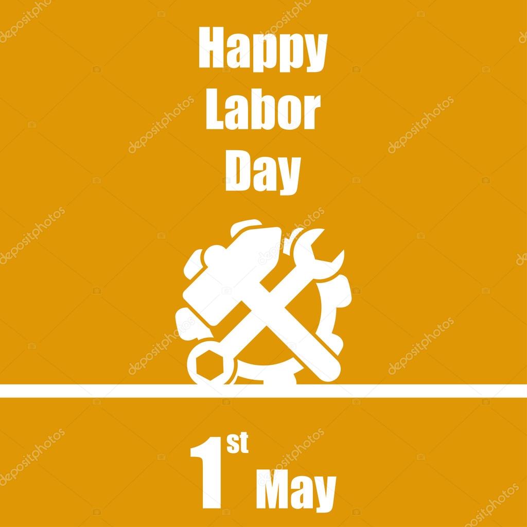 Międzynarodowe święto pracy 1 maja pomarańczowe tło ...