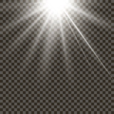 Parlayan ışık efekti, izole arka plan, vektör çizim, Parlatıcı