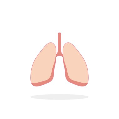 Gölge, beyaz arka plan ile düz stil simgesinde akciğerler