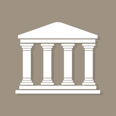 Gölge, mimari piktogram yapısı sütunlar, antik mimari anıt simgesi ile mimari Yunan bina sembolü