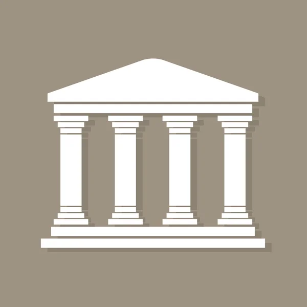 Architettura greco edificio simbolo, con ombra, pilastri struttura, architettura antica monumento icona, architettura pittogramma — Vettoriale Stock