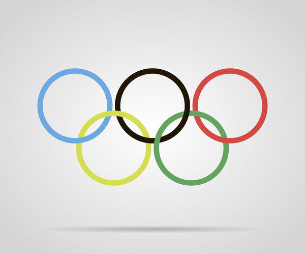 Circles painted olympic rings over grey background