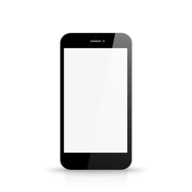 Boş beyaz ekran önden görünüm ile telefon