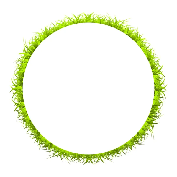 Cadre vert cercle avec herbe sur fond blanc — Image vectorielle