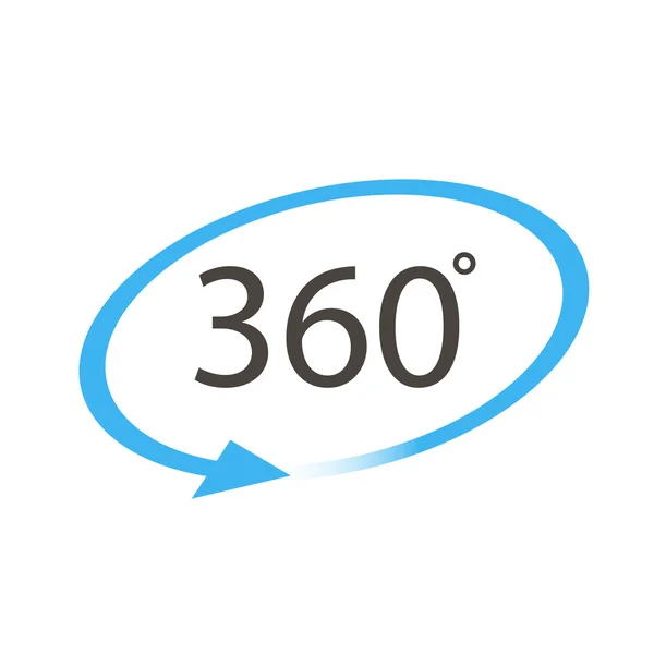 Icona 360 gradi su sfondo bianco — Vettoriale Stock