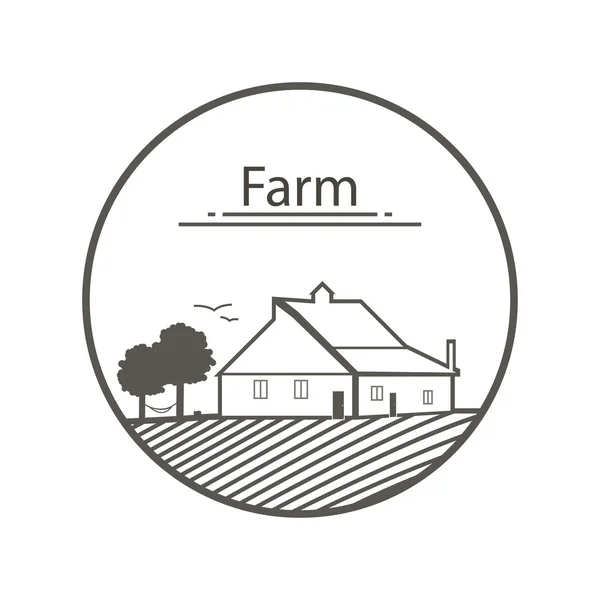 Boerderij logo. Sjabloon met boerderij vectorillustratie — Stockvector