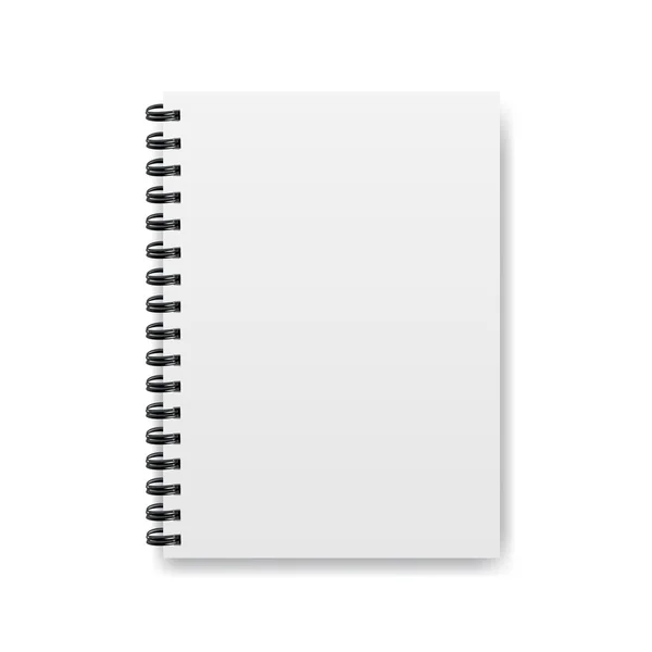 Plantilla de cuaderno realista con sombra sobre fondo blanco — Vector de stock