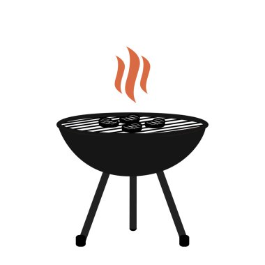 Barbekü simge vektör düz tasarımı beyaz bir arka plan üzerinde