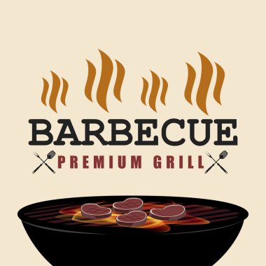Barbekü sigorta primi ızgara afiş ile izole yangın arka plan