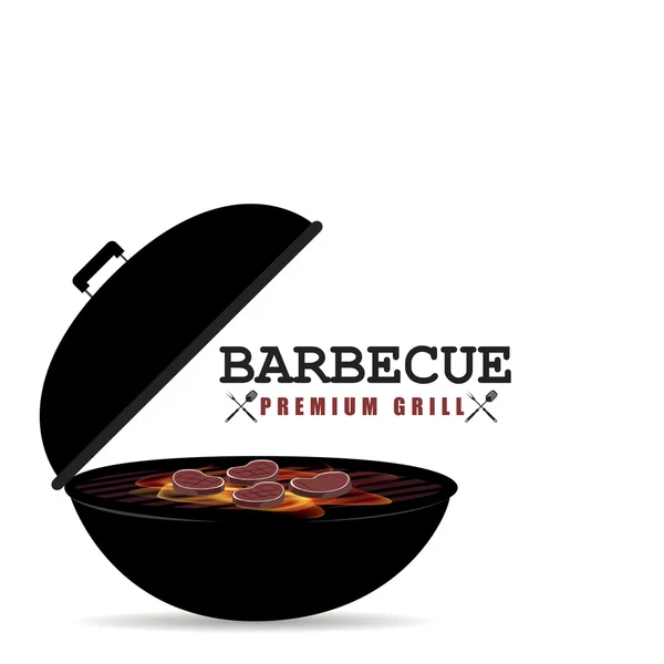 BBQ premium grill banner med eld isolerade bakgrund — Stock vektor