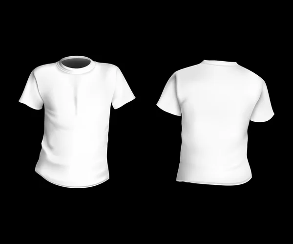 Bílé tričko šablona přední a zadní na černém pozadí — Stockový vektor