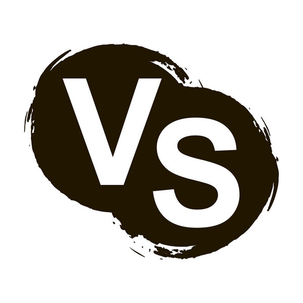 Versus letters or vs logo isolated on black splash, vector illustration