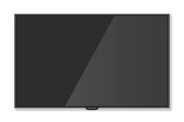 Plasma TV pendurado na parede com sombra fundo branco, estilo Mockup —  Vetores de Stock