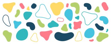 Abstract blobs background. Blobs pattern. Liquid shape. Background of stones. Drops or stone silhouettes. Vector set of colorful blobs and rock. clipart svg vector 