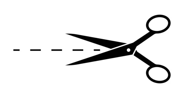 Scheren Symbol Mit Schnittlinie Scherensilhouette Vektor — Stockvektor