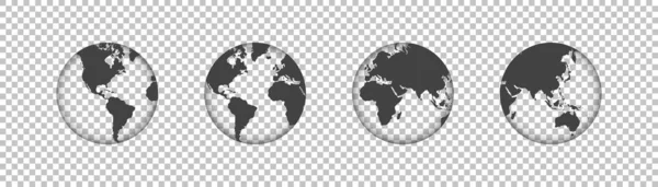 Набор Шаров Земля Прозрачна Глобус Прозрачной Текстурой Тенью Векторная Иллюстрация — стоковый вектор