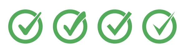 緑色のチェックマークのアイコンのセット マーク記号のコレクションを確認します シンプルなチェックマーク緑の色 ベクトル — ストックベクタ
