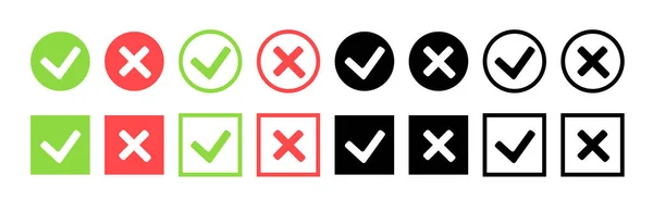 Marca Verde Conjunto Iconos Cruz Roja Círculo Estilo Cuadrado Ilustración — Vector de stock