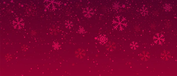 白雪有雪花的红色圣诞大旗 现实的雪覆盖背景 降雪时 雪花呈现出不同的形状和形状 雪是孤立的 矢量说明 — 图库矢量图片