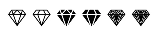 Icono Diamante Gran Colección Diamantes Calidad Estilo Diamante Lineal Silueta — Vector de stock