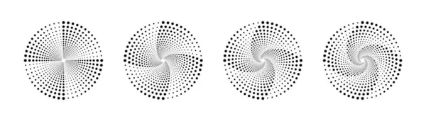 Vórtice Medio Tono Medio Tono Fondo Punteado Conjunto Vórtices Medio — Vector de stock