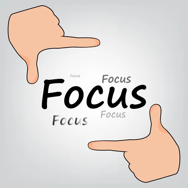 Focus handen grijze achtergrond — Stockvector