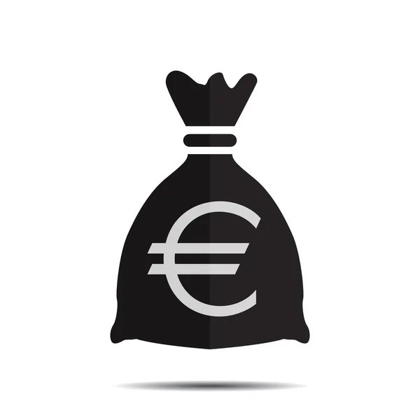 Beyaz arka plan üzerinde euro ile çanta — Stok Vektör