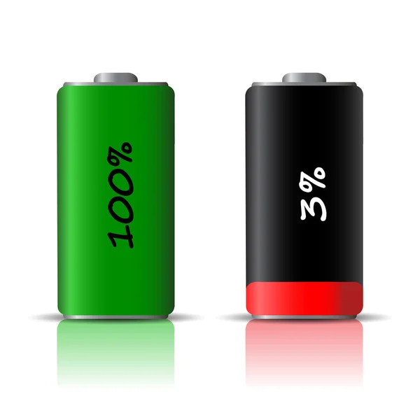 Icone carica e scarica della batteria — Vettoriale Stock