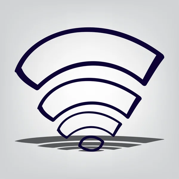 Icono de Wi fi con sombra, comunicación — Vector de stock