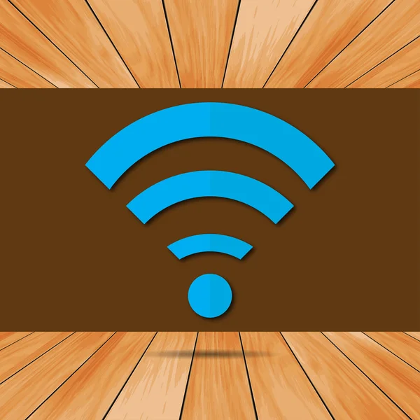 Icono Wi fi con sombra en el suelo de madera — Vector de stock