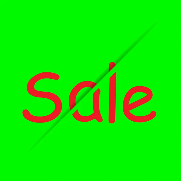 Sale inscription disappears divided illusion on a green background — Stock Vector