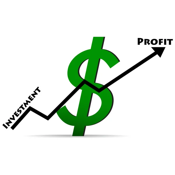 Pictogram dollar op een witte achtergrond, de winst pijl omhoog — Stockvector