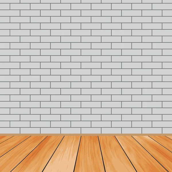 Sfondo con mattone bianco e pavimento in legno — Vettoriale Stock