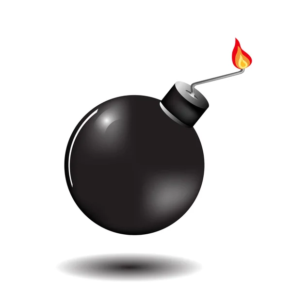 Burning bomb on a white background with shadow — Stock Vector