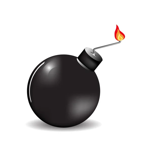 Burning bomb on a white background — Stock Vector