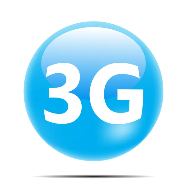 Иконка 3G синий белый фон с тенью — стоковый вектор