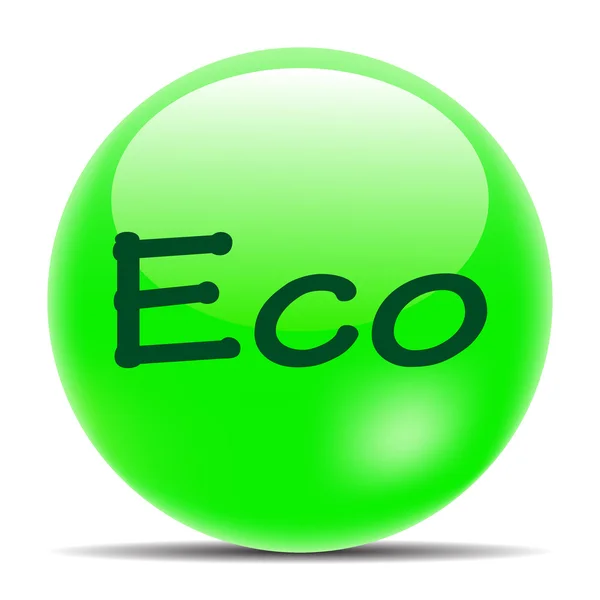 Ícone verde Eco com sombra — Vetor de Stock