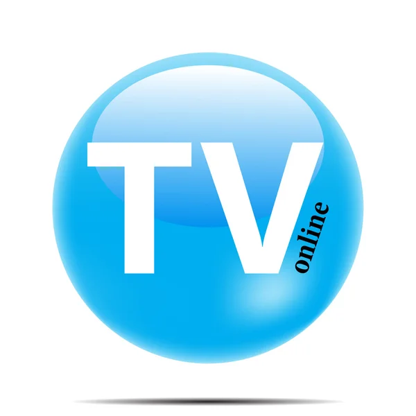 Button tv blue is white background — Stock Vector