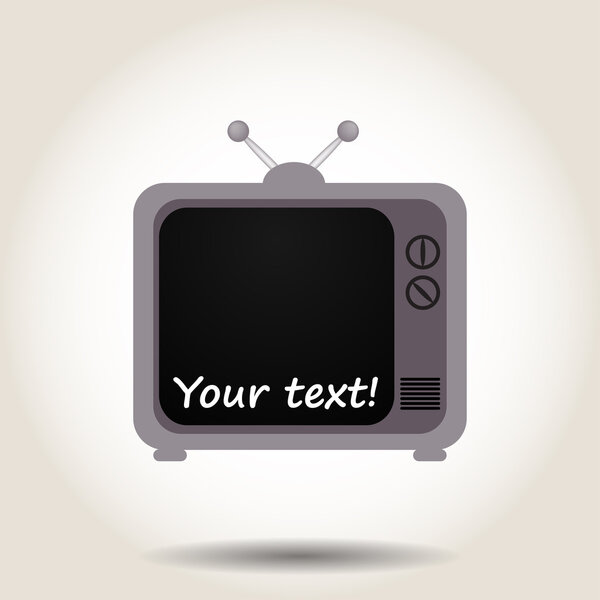 Серый телевизор на сером фоне с тенью
